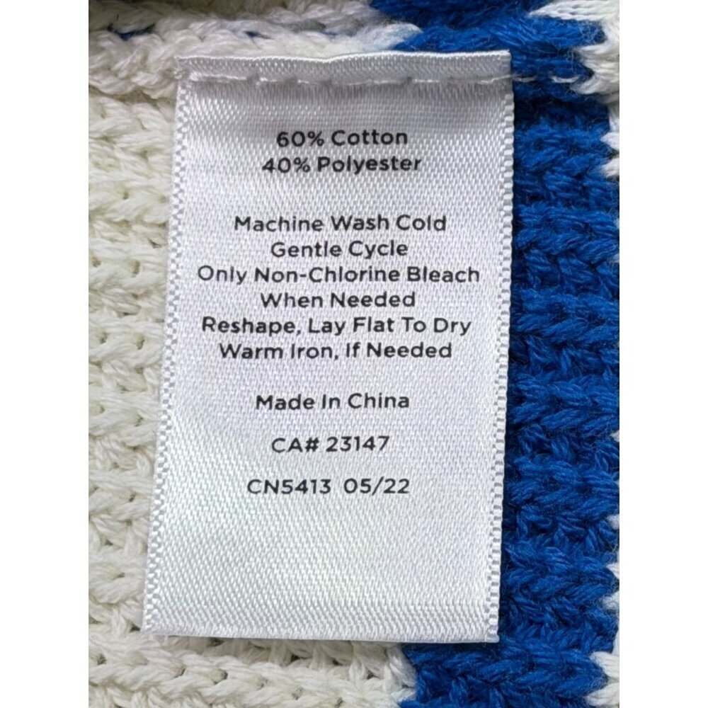 T by Talbots Multi Stripe Crewneck High-Low Sweater Ivory Blue Medium - Picture 10 of 11